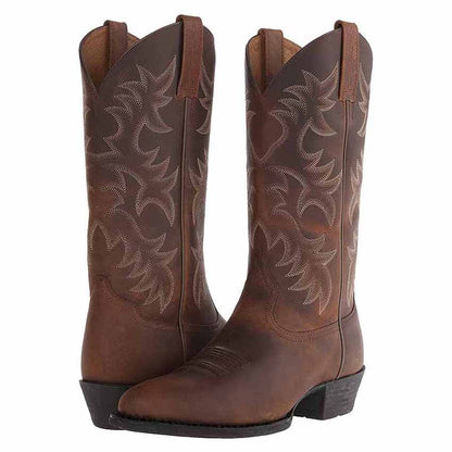 Western Cowboy Boots Wide Calf Pointed Toe Embroidered Boot