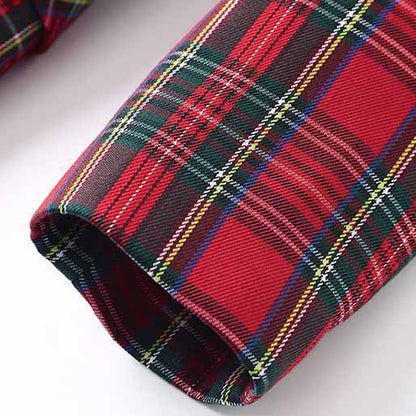 Women Red Plaid Short Double Breasted Mini Dress