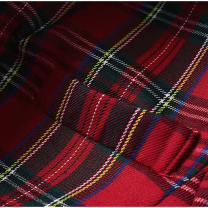 Women Red Plaid Short Double Breasted Mini Dress