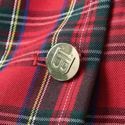 Women Red Plaid Short Double Breasted Mini Dress