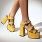 Chunky Heel Platform Strappy Sandals with Square Open Toe