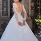 Long Sleeve Wedding Dress for Bride Lace Applique Bride Gowns