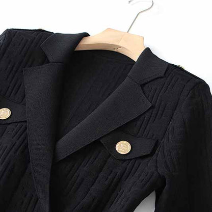 Women's long sleeve knitted minidress V-neck elegant dress with belt