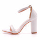White Buckling Ankle Strap Closure Chunky  Sandal Shoes 1.97" 2.76"