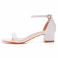 White Buckling Ankle Strap Closure Chunky  Sandal Shoes 1.97" 2.76"