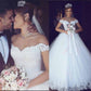 Ball Gown Off-the-Shoulder Sleeveless Floor-Length Lace Tulle Wedding Dresses