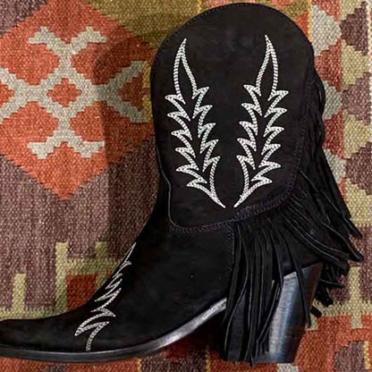 Western Cowboy Cowgirl Short Boots With Fringe Tassels Boot