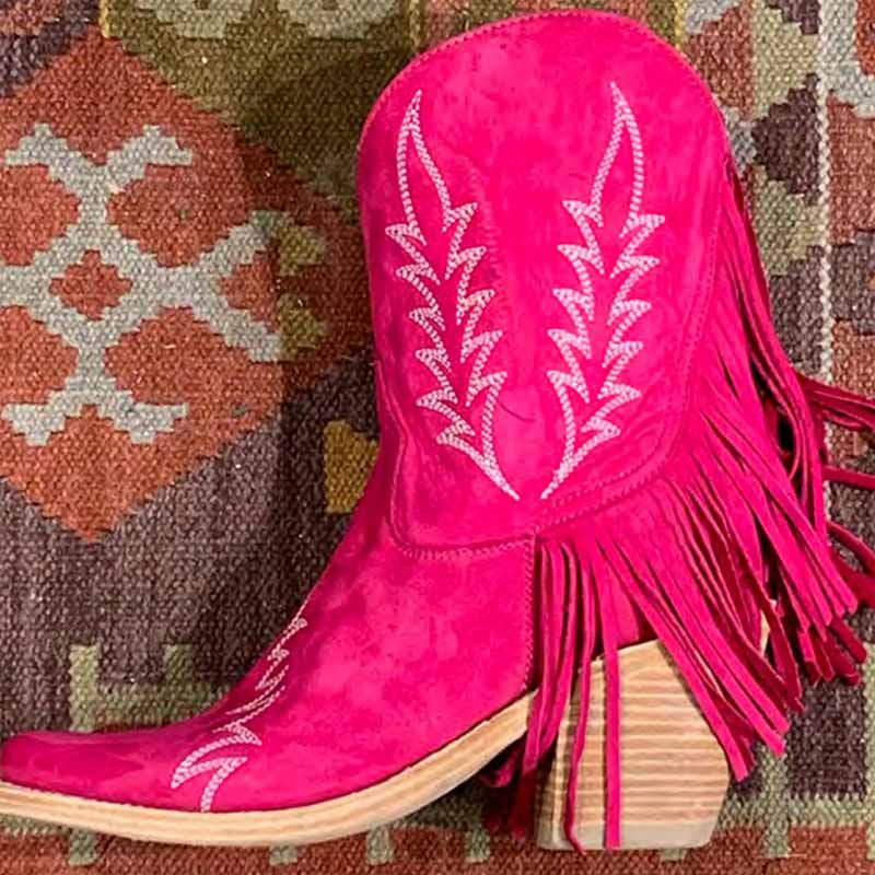 Western Cowboy Cowgirl Short Boots With Fringe Tassels Boot