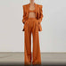 Women's Rust Pantsuit Double Breasted Button Blazer + Wide Trousers ...