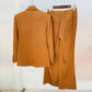 Women's Rust Pantsuit Double Breasted Button Blazer + Wide Trousers