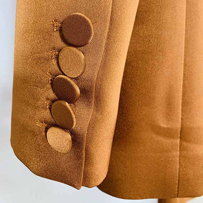 Women's Rust Pantsuit Double Breasted Button Blazer + Wide Trousers