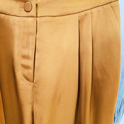 Women's Rust Pantsuit Double Breasted Button Blazer + Wide Trousers