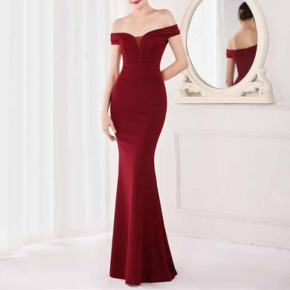 Women's Off Shoulder V-Neck Formal Dresses Wedding Gowns Evening Cocktail Dress S-4XL