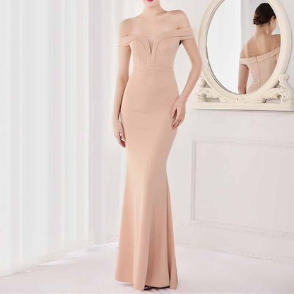 Women's Off Shoulder V-Neck Formal Dresses Wedding Gowns Evening Cocktail Dress S-4XL