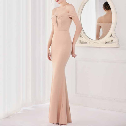 Women's Off Shoulder V-Neck Formal Dresses Wedding Gowns Evening Cocktail Dress S-4XL