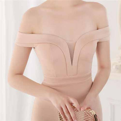Women's Off Shoulder V-Neck Formal Dresses Wedding Gowns Evening Cocktail Dress S-4XL