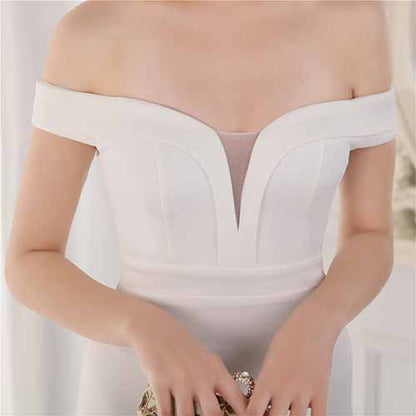 Women's Off Shoulder V-Neck Formal Dresses Wedding Gowns Evening Cocktail Dress S-4XL