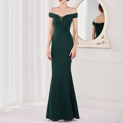 Women's Off Shoulder V-Neck Formal Dresses Wedding Gowns Evening Cocktail Dress S-4XL
