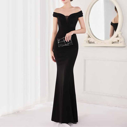 Women's Off Shoulder V-Neck Formal Dresses Wedding Gowns Evening Cocktail Dress S-4XL