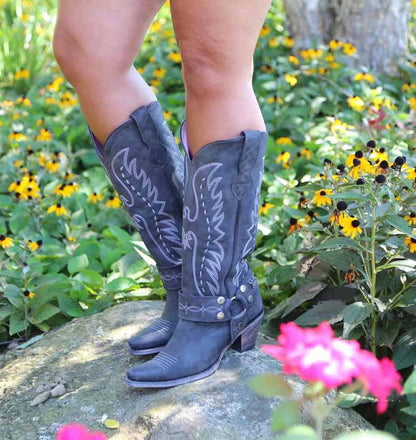 Women's Floral Embroidered Western Boots Knee High Cowboy Boots