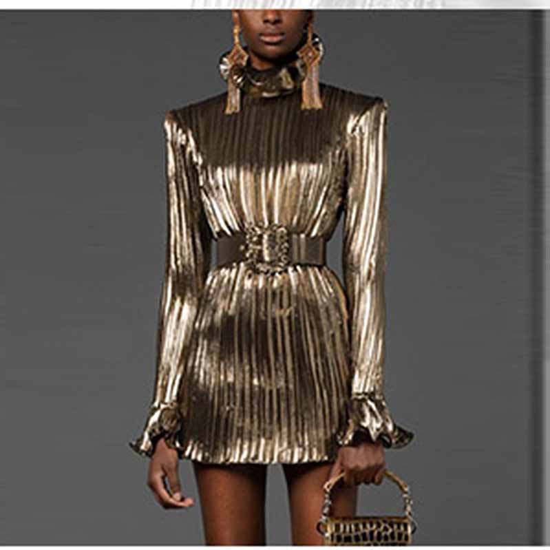 Women's BLING BLING Long Sleeves Ruched Club Party Mini Dresses