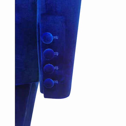 Women Royal Blue Velvet Blazer 2 Piece Suit + Wide Leg Pants suit