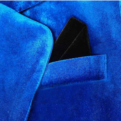 Women Royal Blue Velvet Blazer 2 Piece Suit + Wide Leg Pants suit