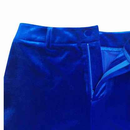 Women Royal Blue Velvet Blazer 2 Piece Suit + Wide Leg Pants suit