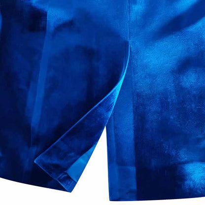 Women Royal Blue Velvet Blazer 2 Piece Suit + Wide Leg Pants suit