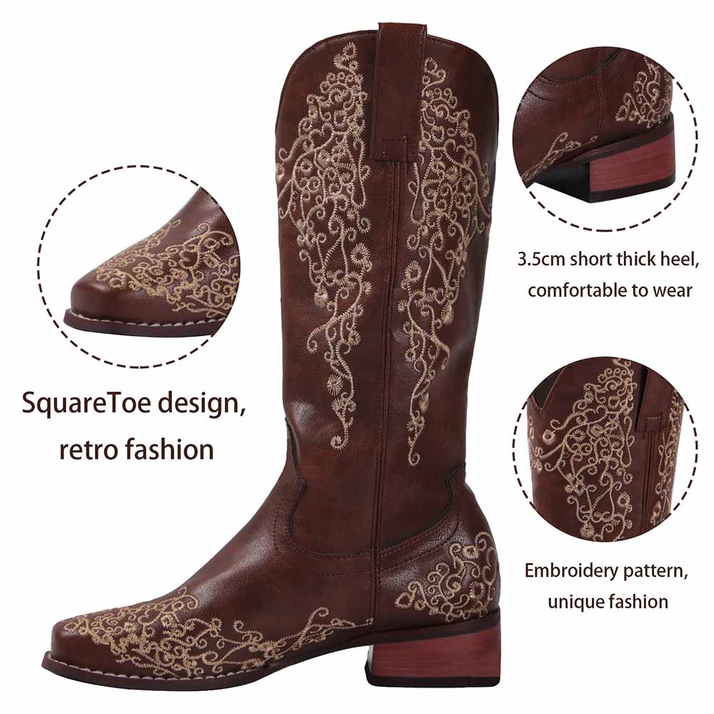 Women Western Boots Cowgirl Boots Ladies Country Dress Boots