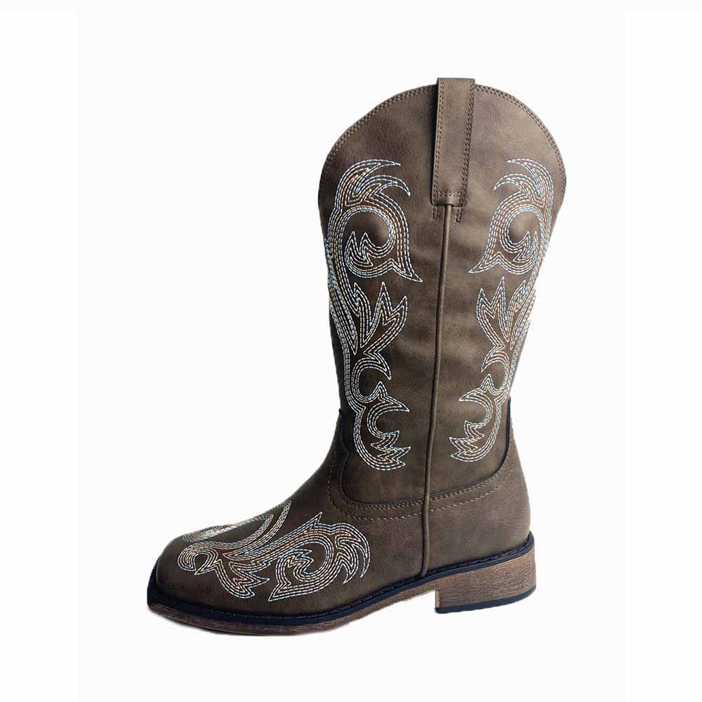 Women's Western Cowgirl Cowboy Boots Wide Calf Pointed Toe Embroidered