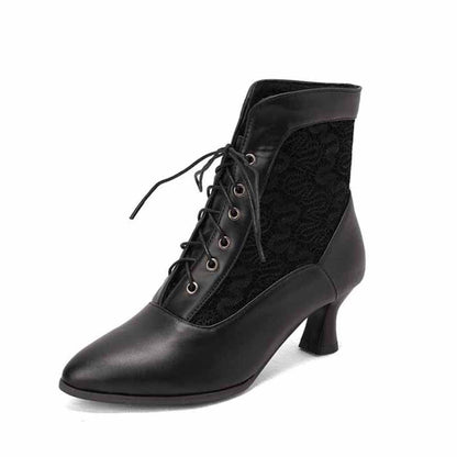 Women's Lace-up Ankle Bootie low heel Boots Plus Size Shoes