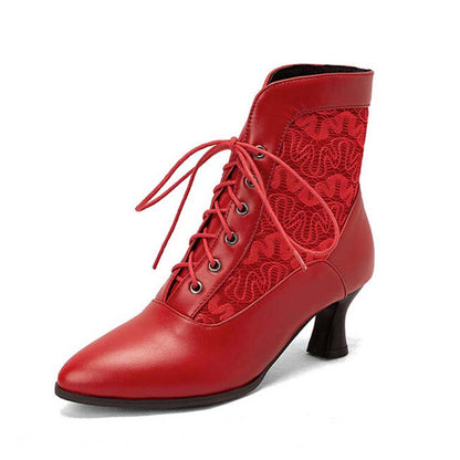 Women's Lace-up Ankle Bootie low heel Boots Plus Size Shoes