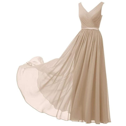 V-Neck Chiffon Bridesmaid Dresses Long Party Evening Formal Dress