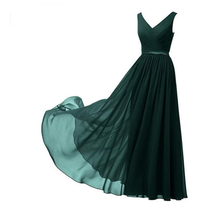 V-Neck Chiffon Bridesmaid Dresses Long Party Evening Formal Dress