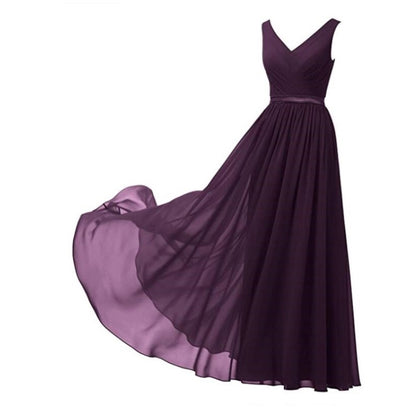 V-Neck Chiffon Bridesmaid Dresses Long Party Evening Formal Dress