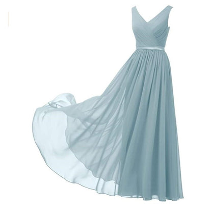 V-Neck Chiffon Bridesmaid Dresses Long Party Evening Formal Dress