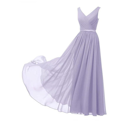 V-Neck Chiffon Bridesmaid Dresses Long Party Evening Formal Dress