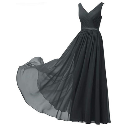 V-Neck Chiffon Bridesmaid Dresses Long Party Evening Formal Dress