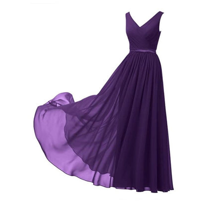 V-Neck Chiffon Bridesmaid Dresses Long Party Evening Formal Dress