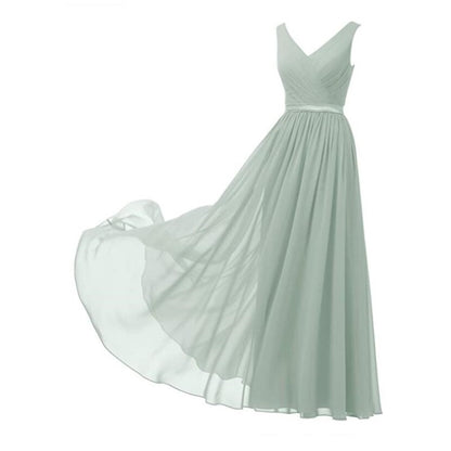 V-Neck Chiffon Bridesmaid Dresses Long Party Evening Formal Dress