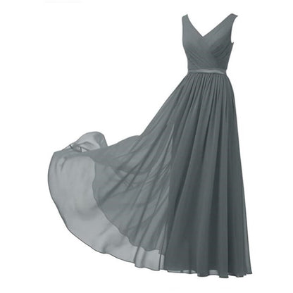 V-Neck Chiffon Bridesmaid Dresses Long Party Evening Formal Dress