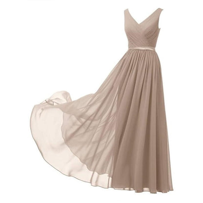 V-Neck Chiffon Bridesmaid Dresses Long Party Evening Formal Dress