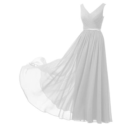 V-Neck Chiffon Bridesmaid Dresses Long Party Evening Formal Dress