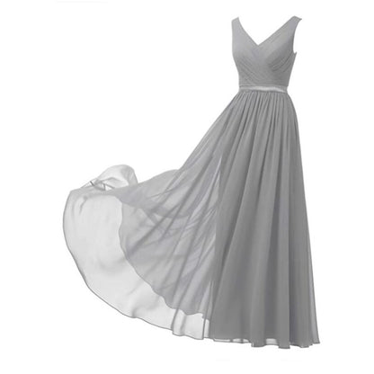V-Neck Chiffon Bridesmaid Dresses Long Party Evening Formal Dress