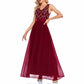 Women's Wine red Sleeveless Bridesmaid Dress Evening Maxi Dress