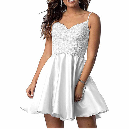 Homecoming Dresses Teens Lace Short Prom Dress with Pocket Mini Party Dresses