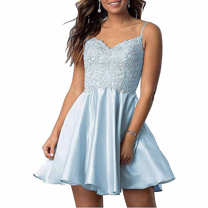Homecoming Dresses Teens Lace Short Prom Dress with Pocket Mini Party Dresses