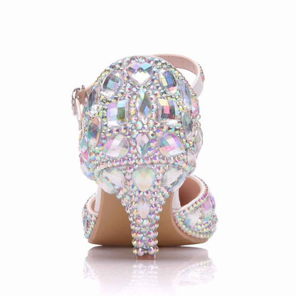 Women Thick Heel Mary-Jane Sandals Kitten Heel Pointed Toe Wedding Shoes