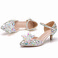 Bride Wedding Shoes Prom Pumps Ankle Strap Buckle Shoes With Rhinestone